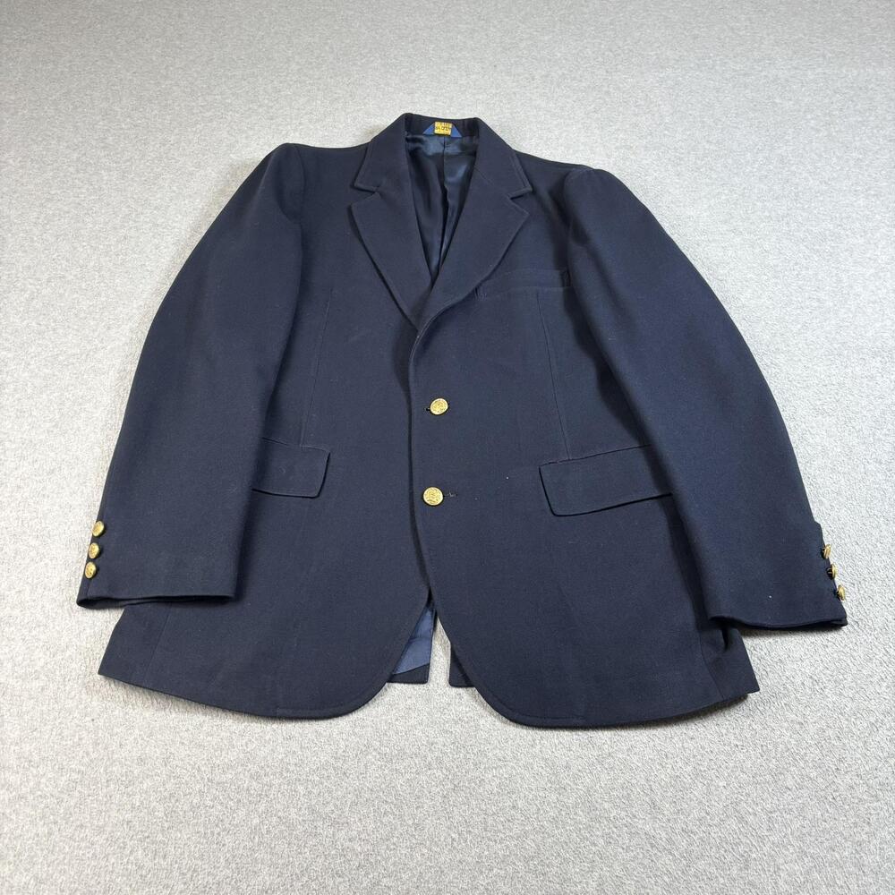 Vintage Pendleton Wool Blazer Mens 42 Long Blue Gold Buttons Heritage Academia